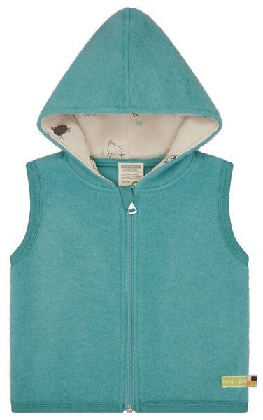 loud + proud Babys & Kinder Wollfleece-Weste mit Kapuze, GOTS-zertifiziert von loud + proud
