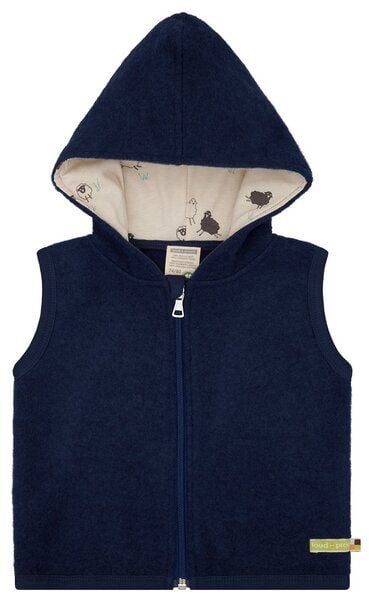 loud + proud Babys & Kinder Wollfleece-Weste mit Kapuze, GOTS-zertifiziert von loud + proud