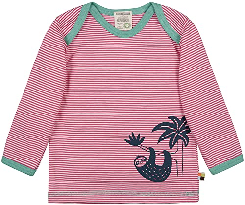 Loud + Proud Mädchen Striped Shirt with Print Organic Cotton Langarmshirt, Rosa (Azalea aza), (Herstellergröße:62/68) von loud + proud