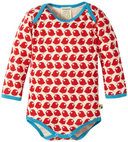 loud + proud Unisex - Baby Body, Tierdruck 202, Gr. 74/80, Rot (Tomato) von loud + proud