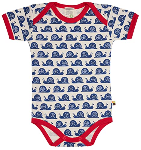 loud + proud Unisex Baby Body Kurzarm Mit Print Schnecke, GOTS Zertifiziert T-Shirt, Ultramarine, 62-68 EU von loud + proud