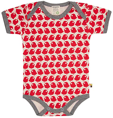 loud + proud Unisex Baby Body Kurzarm Mit Vogel Print, GOTS Zertifiziert T-Shirt, Tomato, 74-80 EU von loud + proud