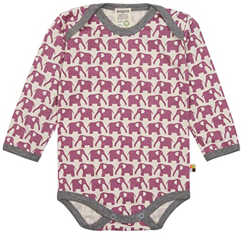 loud + proud Unisex Baby Body Langarm Mit Elefanten Print, GOTS Zertifiziert T-Shirt, Grape, 62-68 EU von loud + proud