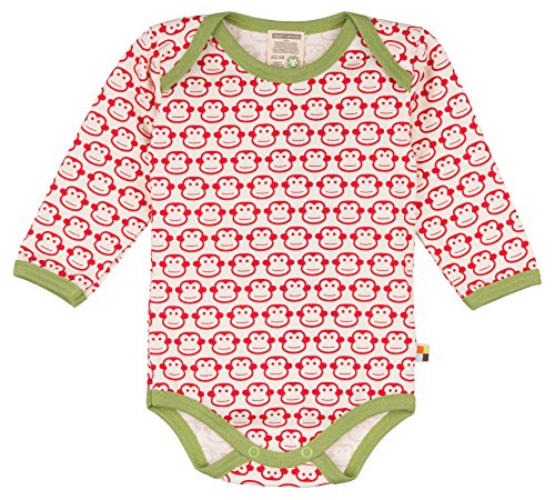 loud + proud Unisex Baby Body lang, Druck, All Over Print, Gr. 68 (Herstellergröße: 62/68), Rot (Tomato to) von loud + proud