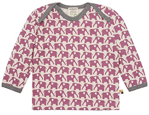 loud + proud Unisex Baby Langarm mit Elefanten Print, Gots Zertifiziert T Shirt, Grape, 62-68 EU von loud + proud