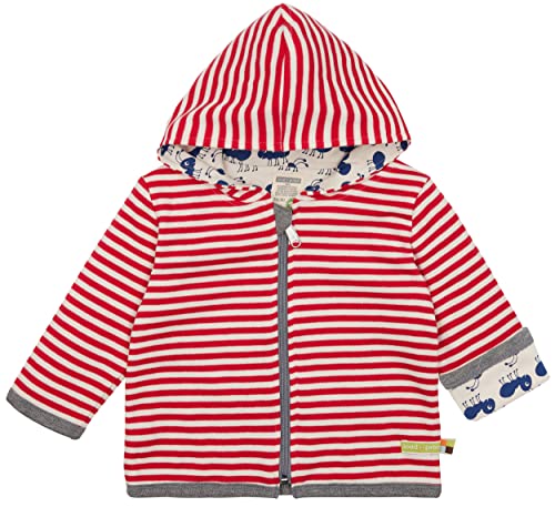 loud + proud Unisex Baby Ringel, Gots Zertifiziert Wendejacke, Tomato, 62-68 EU von loud + proud