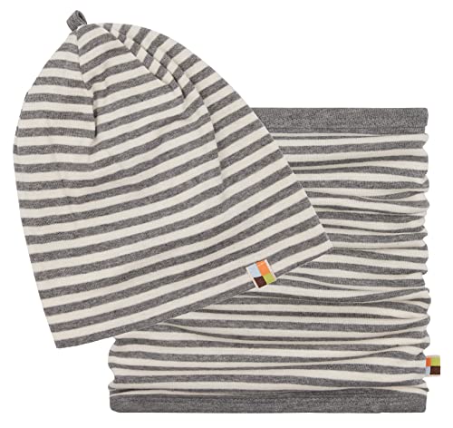 loud + proud Unisex Baby Set Schlauchschal, GOTS Zertifiziert Beanie-Mütze, Grau, 39-41 EU von loud + proud