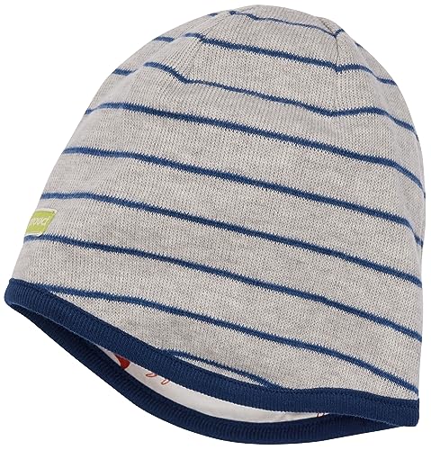 loud + proud Unisex Baby Wendemütze Ringel, GOTS Zertifiziert Beanie-Mütze, Silver, 39-41 EU von loud + proud