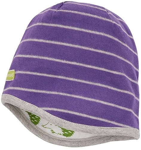 loud + proud Unisex Baby Wendemütze Ringel, GOTS Zertifiziert Beanie-Mütze, Violet, 39-41 EU von loud + proud