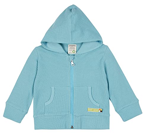 loud + proud Unisex Baby und Kind Kapuzenjacke Sweatjacke mit Waffelstruktur, GOTS Zertifiziert, Baby-und Kleinkind-Ausstattung, Lagoon, 74/80 von loud + proud