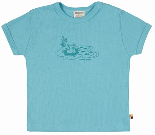 loud + proud Unisex Kinder Derby Rib mit Druck, GOTS Zertifiziert T-Shirt, Cyan, 74/80 von loud + proud