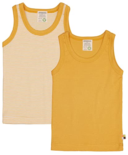 loud + proud Unisex Kinder Doppelpack, Feinripp, Bio Baumwolle Und GOTS Zertifiziert Unterhemd, Curcuma, 86-92 EU von loud + proud