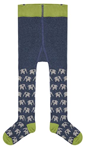 Meyco Loud + Proud Unisex Kinder Gestrickt, Gots Zertifiziert Strumpfhose, Ultramarine/Elephants, 122-128 EU von loud + proud