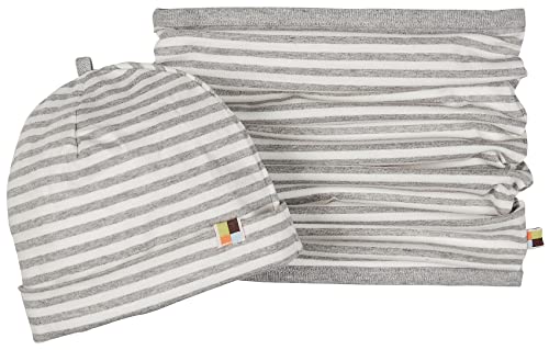 loud + proud Unisex Kinder Set Schlauchschal, GOTS Zertifiziert Beanie-Mütze, Grey, 98/104, 7200 von loud + proud