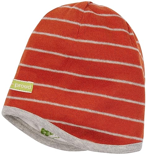 loud + proud Unisex Kinder Wendemütze Ringel, GOTS Zertifiziert Beanie-Mütze, Terracotta, 53-54 EU von loud + proud