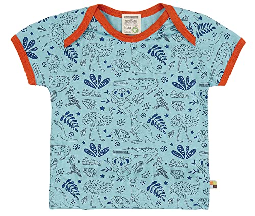 loud + proud Unisex Kinder und Baby Shirt Kurzarm aus weichem Single Jersey mit ganzflächigem Druck aus Bio Baumwolle (KBA), GOTS Zertifiziert, Lagoon, 74/80 von loud + proud