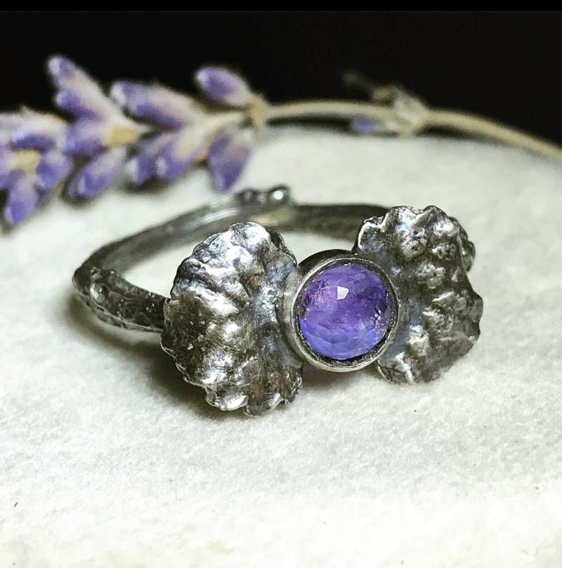 Rosenschliff Saphir Ring, Sterling Silber Edelstein Verlobungsring, Verlobungsring - Versand in Den Nächsten 9 Tagen von louisagallery