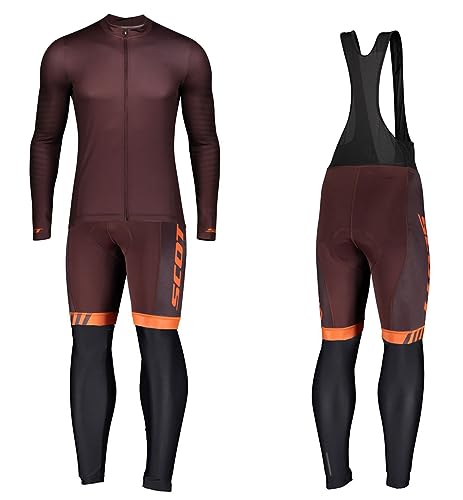 louizumify Herren Pro Radfahren Jersey Langarm Anzug 3D gepolsterte Hose, reflektierend, atmungsaktiv & schnell trocknend, Winddicht, 3 Taschen von louizumify