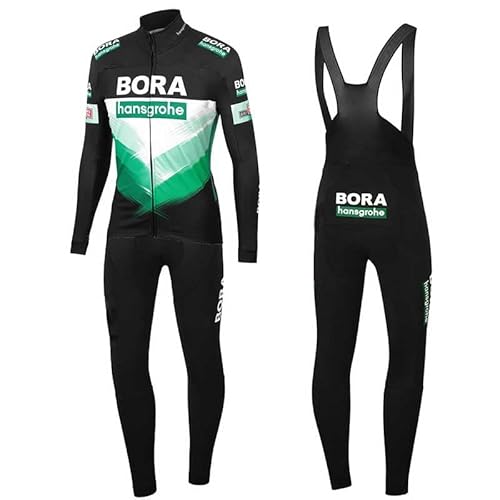 louizumify Herren Radfahren Lange Ärmel Anzug mit 3D gepolsterte Hose Stretch hohe Leistung Baumwolle und 3 Tasche von louizumify