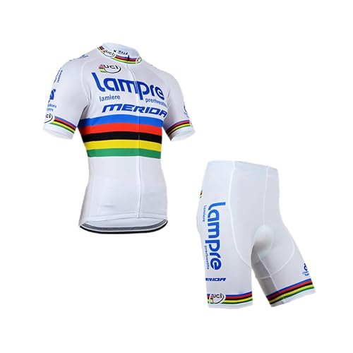 louizumify Herren Radtrikot Kurzarm-Set mit hohem Stretch, atmungsaktiv, reflektierend, UV-Schutz, 3 Rückentaschen von louizumify