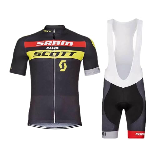 louizumify Herren Radtrikot Kurzarm-Set mit hohem Stretch, atmungsaktiv, reflektierend, UV-Schutz, 3 Rückentaschen von louizumify