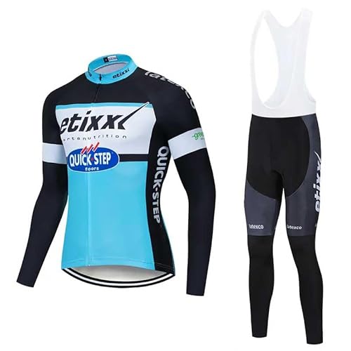 louizumify Performance Herren Radfahren Langarm-Set mit 3 Taschen Feuchtigkeit Wick Fleece gepolstert reflektierende Hosen von louizumify