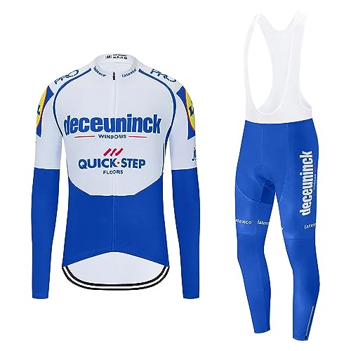 louizumify Performance Herren Radfahren Langarm-Set mit 3 Taschen Feuchtigkeit Wick Fleece gepolstert reflektierende Hosen von louizumify
