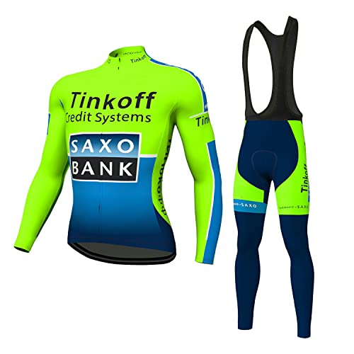 louizumify Performance Herren Radfahren Langarm-Set mit 3 Taschen Feuchtigkeit Wick Fleece gepolstert reflektierende Hosen von louizumify