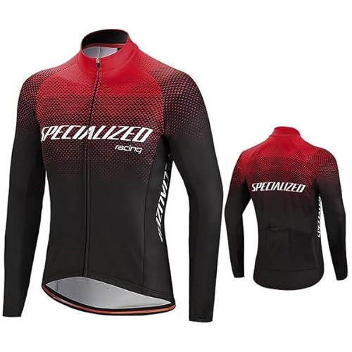 louizumify Pro Herren Radfahren Lange Ärmel Jersey 3 Tasche Reißverschluss Stretch atmungsaktiv und schnell trocken von louizumify