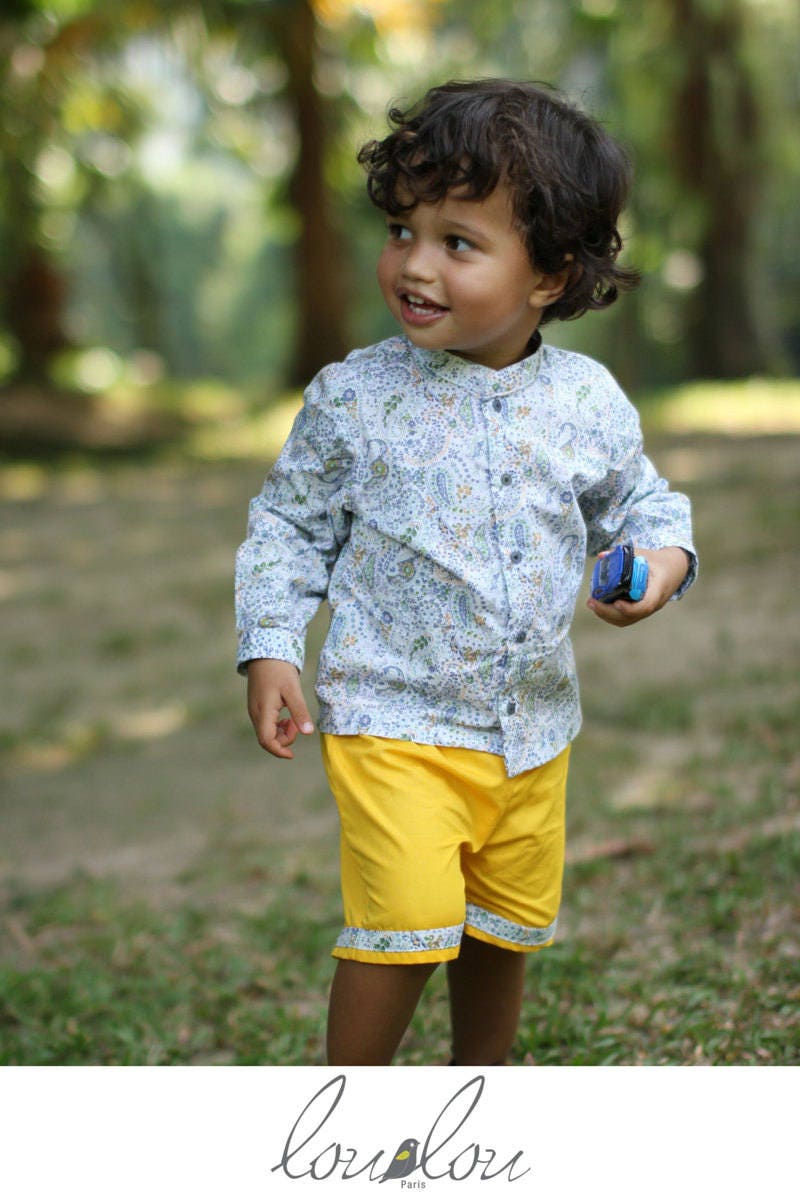 Junge Paisley Hemd, Kleinkind Jungen-Hochzeits-Outfit, Jungen Hemden, Junge Kleinkind, Jungen Kurze Hosen, Baby-Junge-Outfits, Kleinkind-Geschenk von loulouapparelparis