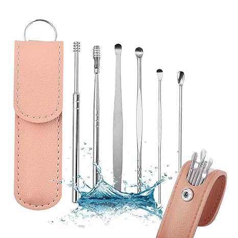 Pleteffect Ohrreiniger, Pleteffect Ohrreiniger, der professionellste Ohrreinigungsmeister im Jahr 2024, 6-teiliges tragbares Ohr-Plektrum-Set (Rosa) von loutlo
