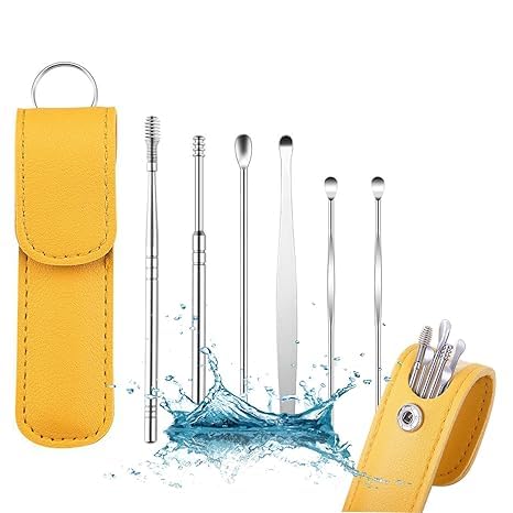 Pleteffect Ohrreiniger, Pleteffect Ohrreiniger, der professionellste Ohrreinigungsmeister im Jahr 2024, 6-teiliges tragbares Ohr-Plektrum-Set (gelb) von loutlo