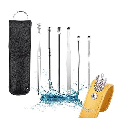 Pleteffect Ohrreiniger, Pleteffect Ohrreiniger, der professionellste Ohrreinigungsmeister im Jahr 2024, 6-teiliges tragbares Ohr-Plektrum-Set (schwarz) von loutlo