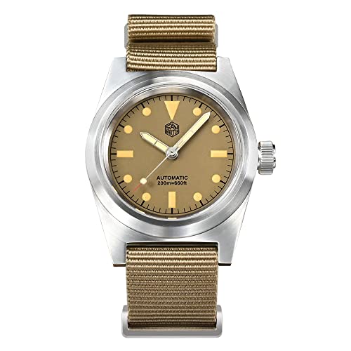 LOve Peace San Martin SN029GC Flieger Herrenuhr Vintage Military YN55 Automatik Nylonarmband Armbanduhren (Yellow) von love & peace