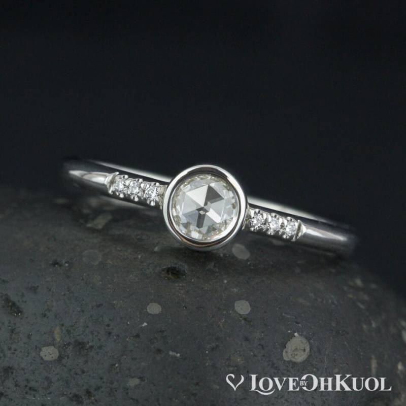 Diamant-Verlobungsring Mit Rosenschliff 14K Gold Versprechensring von lovebyohkuol