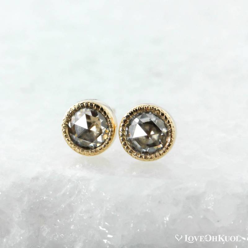 Gelbgold Moissanit Ohrstecker Zierliche Ohrringe Im Rosenschliff von lovebyohkuol