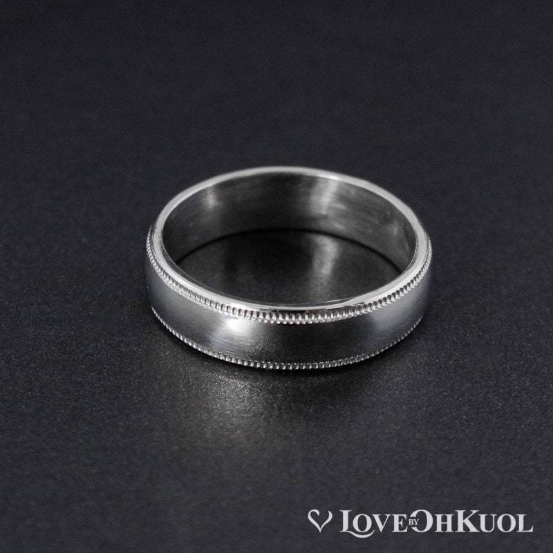Komfort Passform Herren Ehering - Milgrain Band Hochglanzpoliert, Wählen Sie Ihre Einstellung von lovebyohkuol