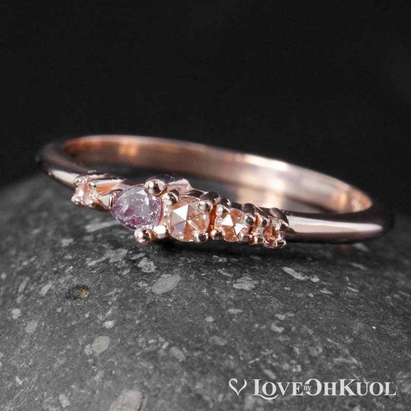 Rosegold Rosa Diamant Ring 14Kt Birnbaum Cut Jubiläumsring von lovebyohkuol