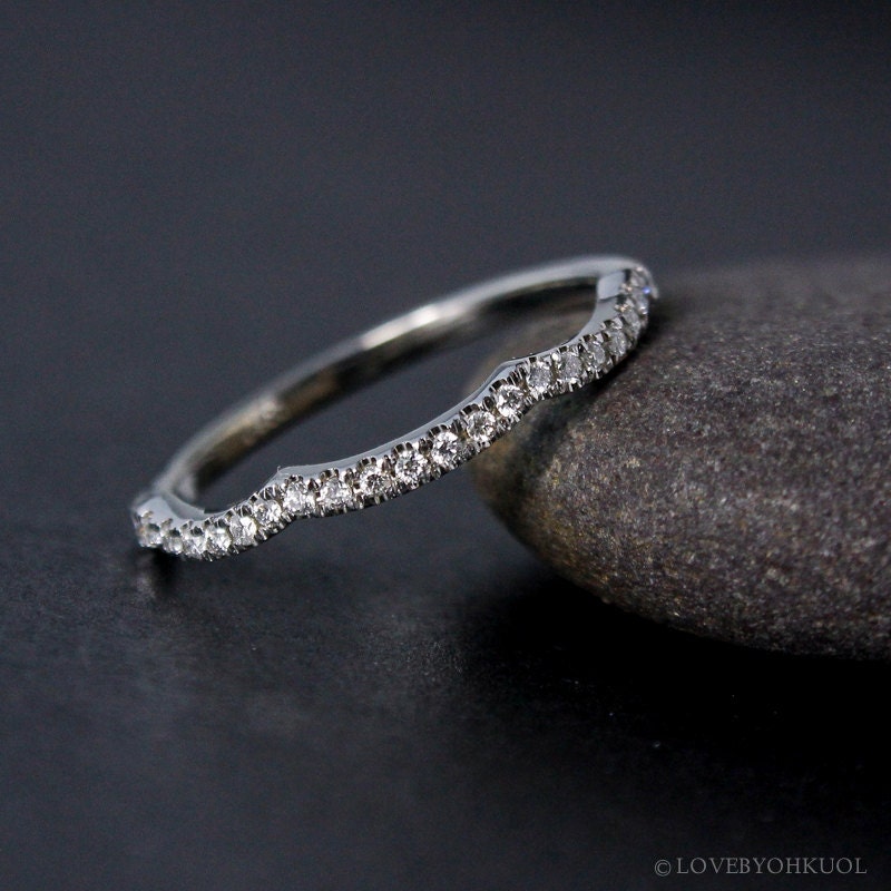 Weißgold Diamant Ehering Micro Pave Lab Zuchtdiamant Ring von lovebyohkuol