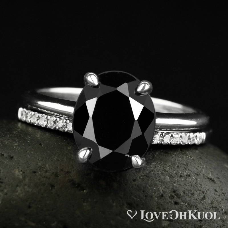 Weißgold Schwarzer Turmalin Verlobungsring Set Labradorit Diamant Ehering von lovebyohkuol