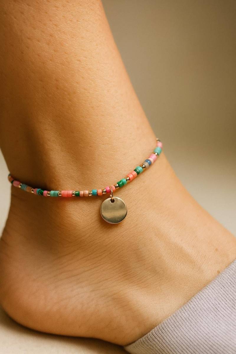 Boho Fußkettchen - Mit Bunten Perlen Bzw. Einfarbig & Plättchen von lovebytani