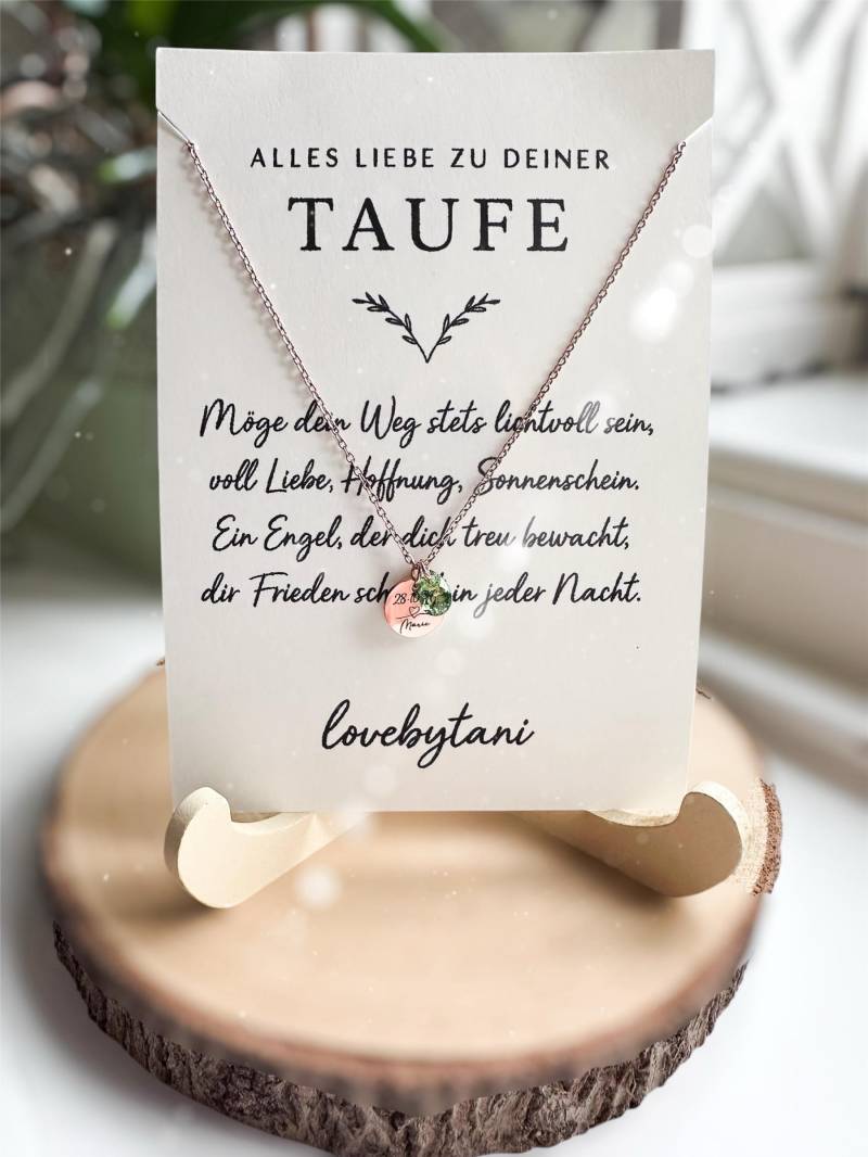 Personalisierte Gravur-Halskette Roségold Mit Geburtsstein - Edelstahl von lovebytani