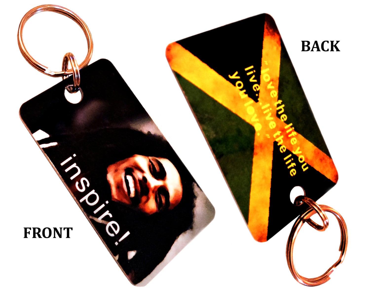 Einzigartiger Schlüsselanhänger - Bob Marley Sammlerstück Mit Berühmtem Zitat Von "Love Life..." von lovecyprus