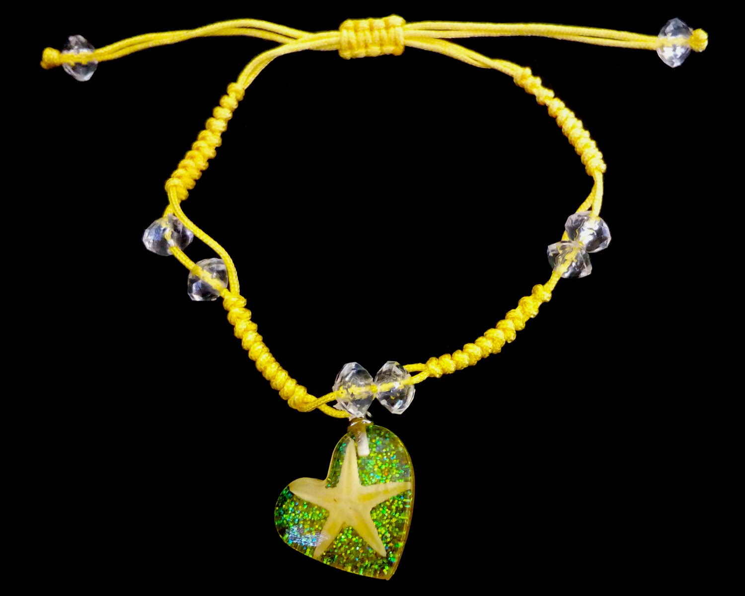 Herz Armband - Stern-Fisch-Shell Liebe Das Meer Natur Gelb Mit Echten Seestern Innen Gemacht von lovecyprus
