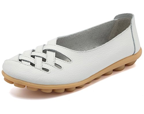 lovejin Damen Bootsschuhe Barfußschuh Weichen Leder Flache Schuhe Bequeme Fahr Schuhe Hohlen Freizeit Flache Schuhe, 35 EU, Weiß lovejin Damen Bootsschuhe Barfußschuh Weichen Leder Flache Schuhe Bequeme Fahr Schuhe Hohlen Freizeit Flache Schuhe, 35 EU, Weiß von lovejin