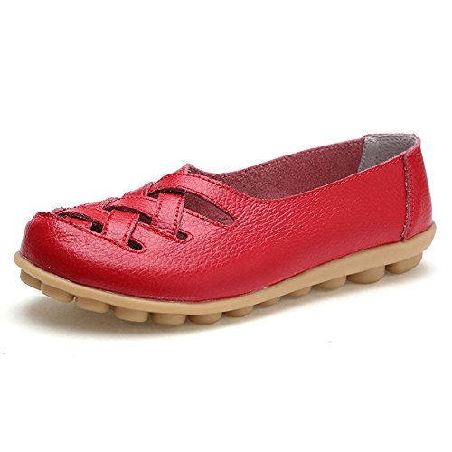 lovejin Damen Bootsschuhe Barfußschuh Weichen Leder Flache Schuhe Bequeme Fahr Schuhe Hohlen Freizeit Flache Schuhe, 40 EU, Rot lovejin Damen Bootsschuhe Barfußschuh Weichen Leder Flache Schuhe Bequeme Fahr Schuhe Hohlen Freizeit Flache Schuhe, 40 EU, Rot von lovejin