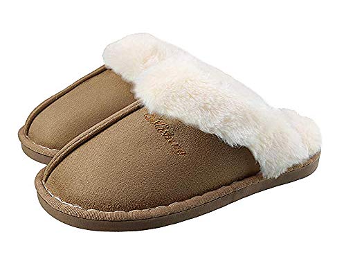 lovejin Damen Lammfell Hausschuhe Winter Warme Pantoffeln Bequem Fellschuhe Haus Schlappen Flache Plüsch Pantoffel rutschfeste Winterschuhe für Herren von lovejin