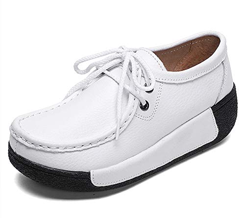 lovejin Damen Schnürschuhe Leder Plateau Sportschuhe Bequeme Low Top Mokassins Outdoor Keil Schuhe lovejin Damen Schnürschuhe Leder Plateau Sportschuhe Bequeme Low Top Mokassins Outdoor Keil Schuhe von lovejin