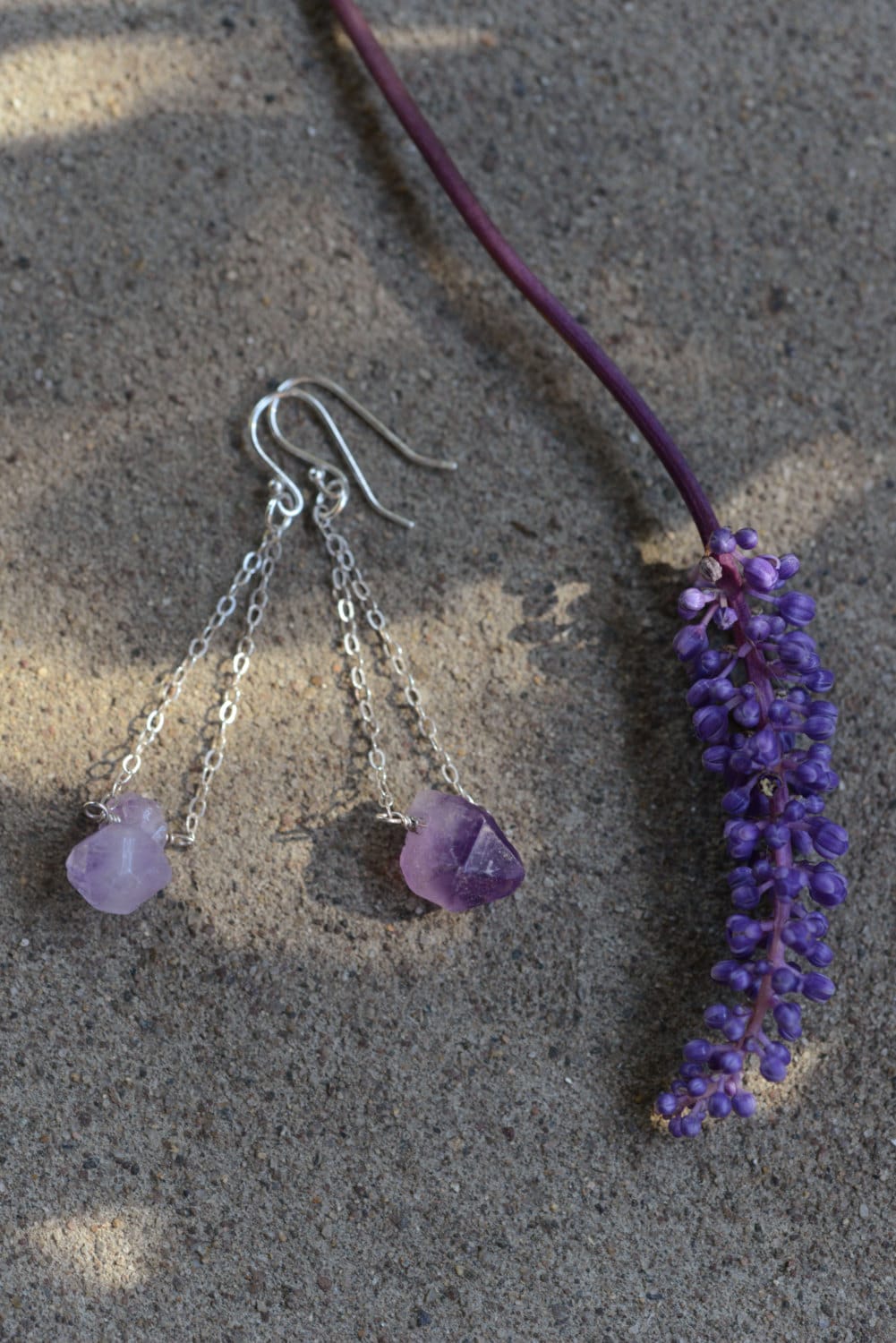 Rohe Amethyst Ohrringe Baumeln Silber Edelstein | Heilstein Schmuck Für Frauen Sterling Handmade Ohrring Geschenk von lovejule