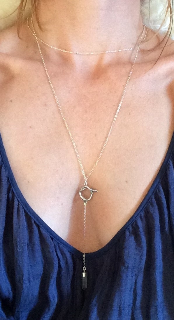 Bergkristall Spitze Und Zweig Lariat Halskette Y Bergkristall Spitze Und Zweig Lariat Halskette Y von lovelightjewelry